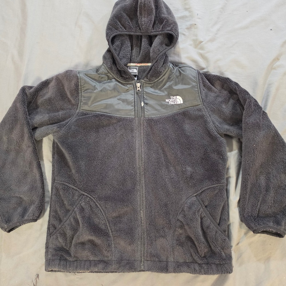 The North Face Girls Black Osito Hooded Full Zip Fleece Jacket Size L 14/16